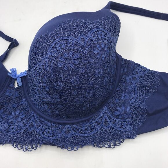 Victorias Secret Padded Underwire Lined Demi Lace Bra Royal Blue 38DD - Picture 5 of 5